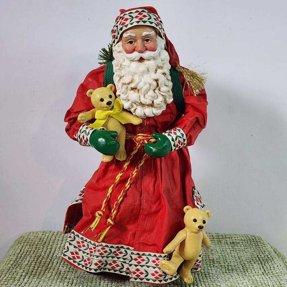 1994 Possible Dreams Clothtique Santa with Teddy Bears Figurine 10"